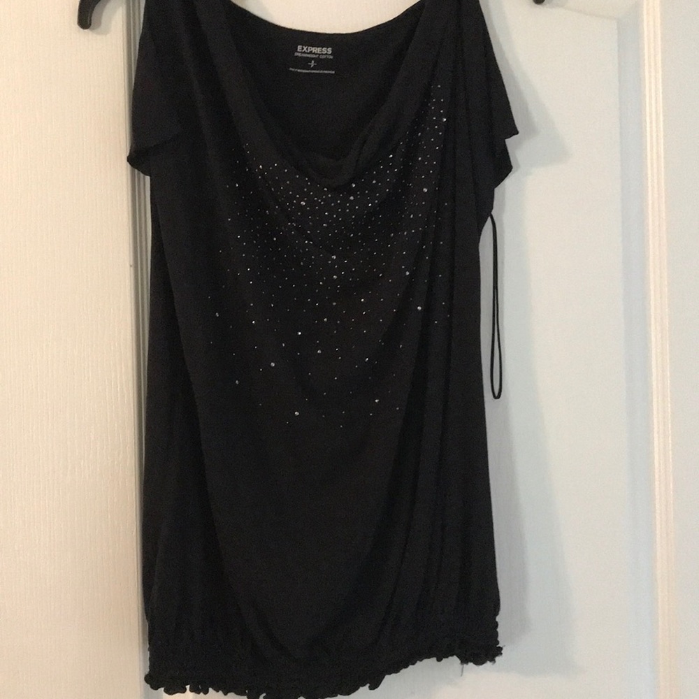 Express Black rhinestone banded top, Sz S